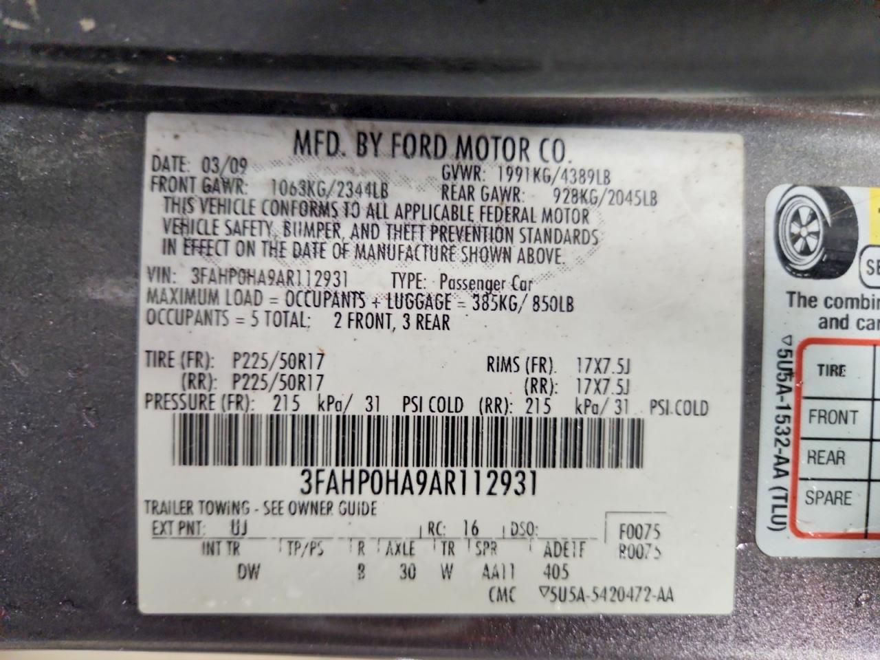 2010 FORD FUSION