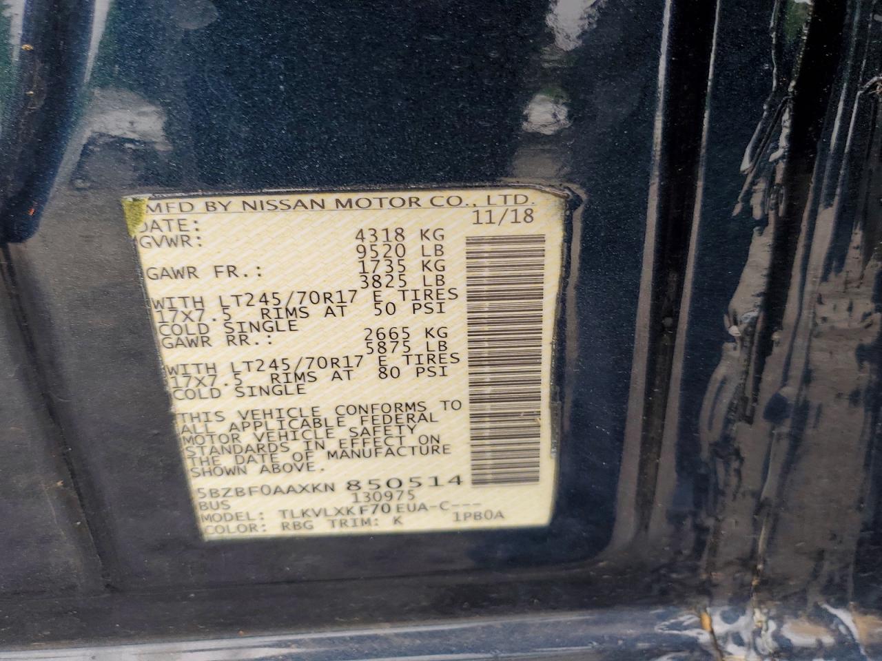 2019 NISSAN NV