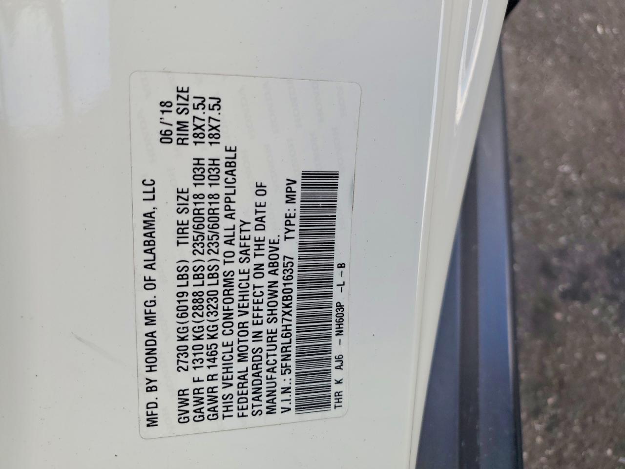 2019 HONDA ODYSSEY