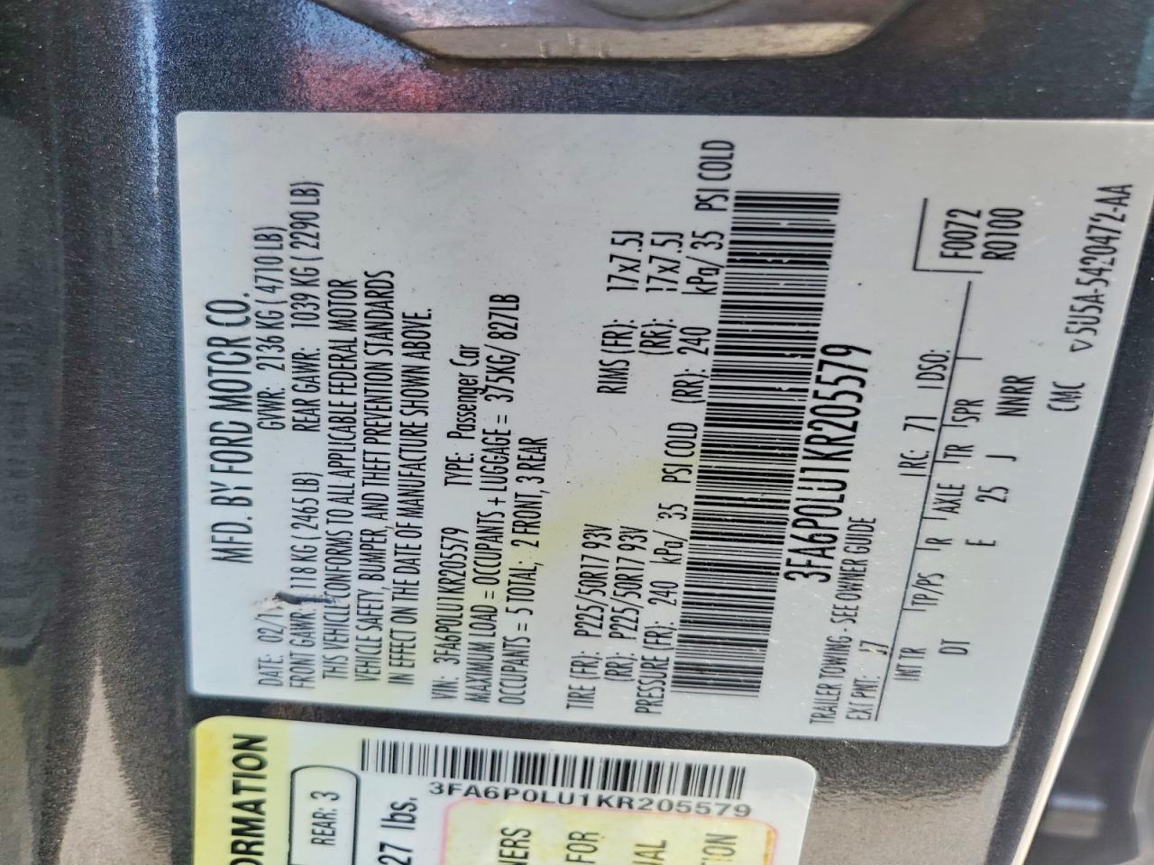 2019 FORD FUSION