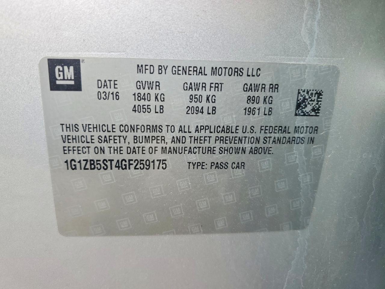 2016 CHEVROLET MALIBU