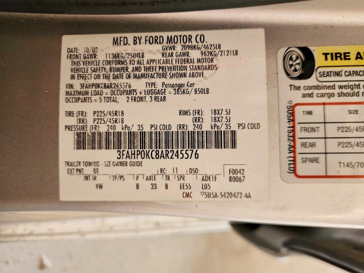 2010 FORD FUSION