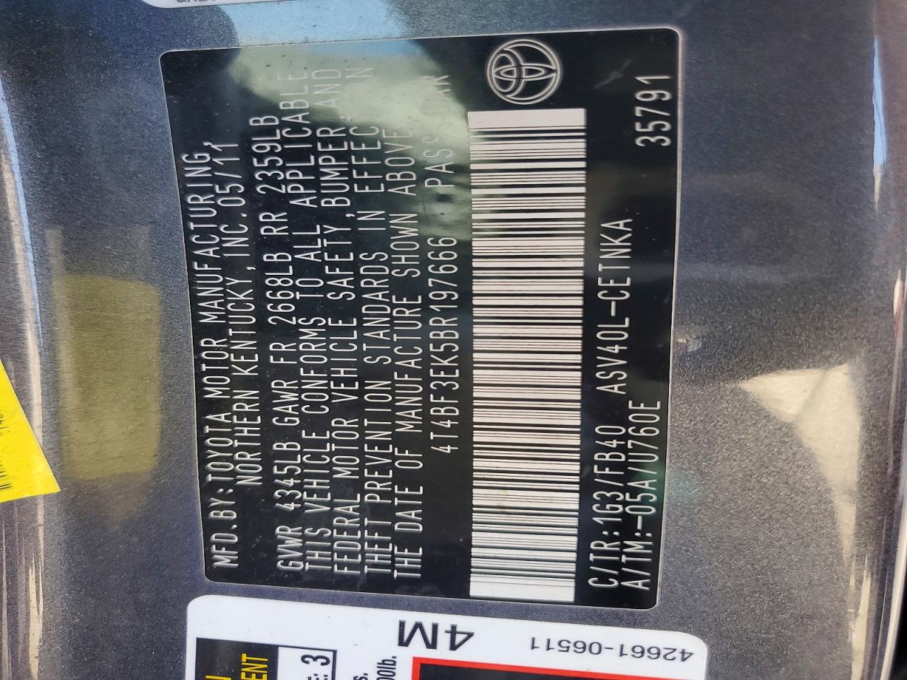 2011 TOYOTA CAMRY