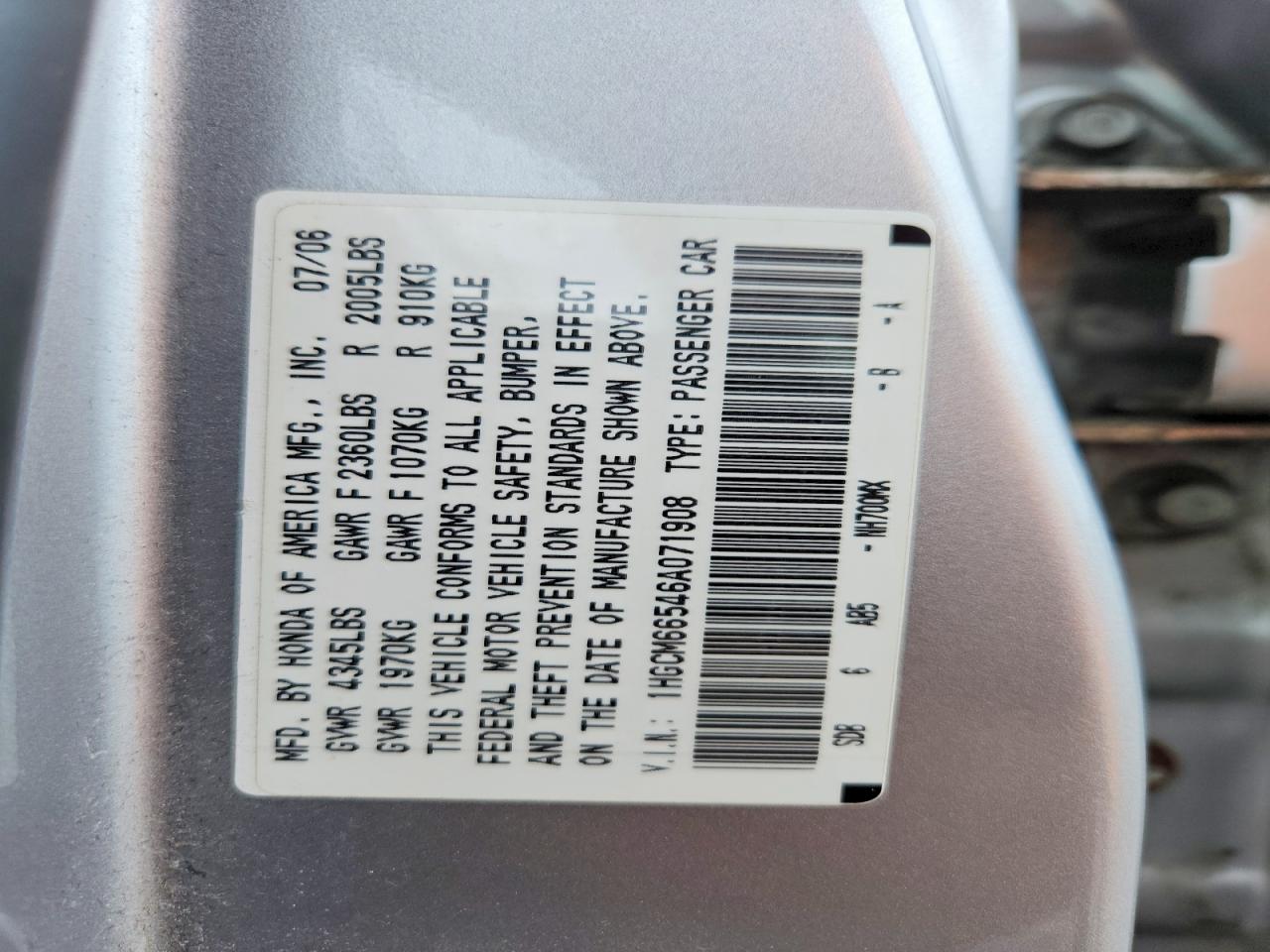 2006 HONDA ACCORD