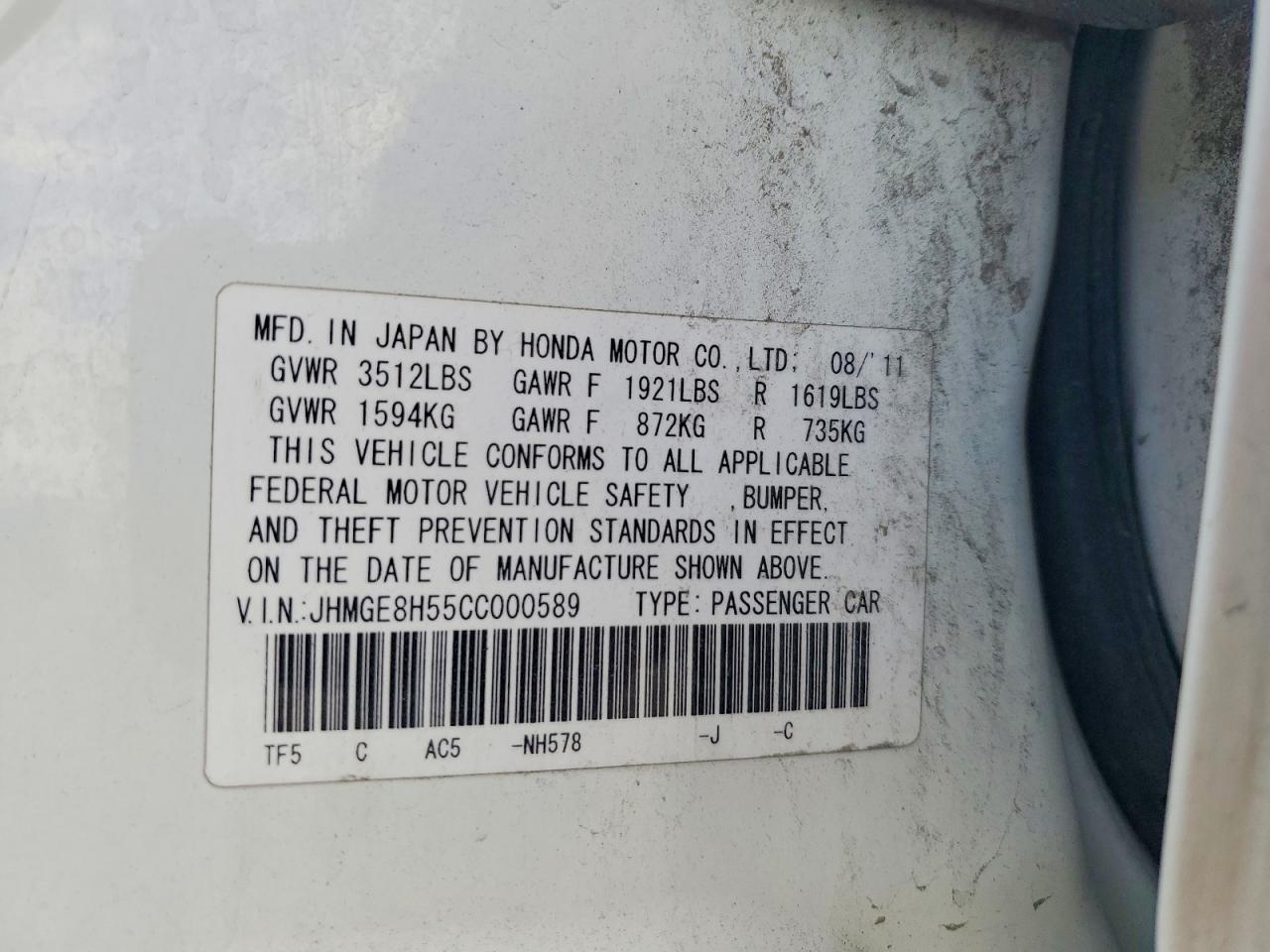 2012 HONDA FIT