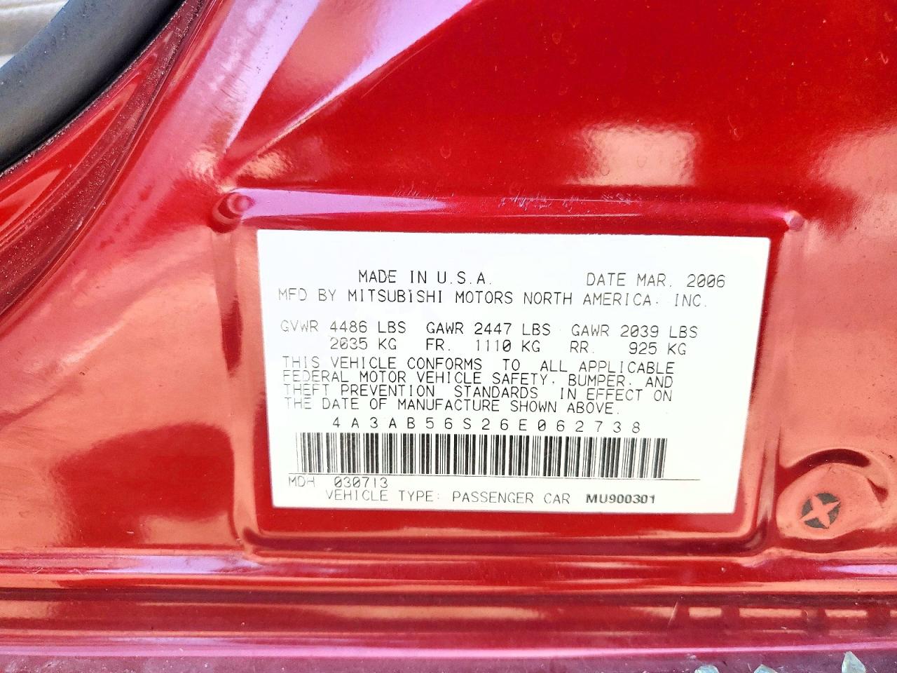 2006 MITSUBISHI GALANT