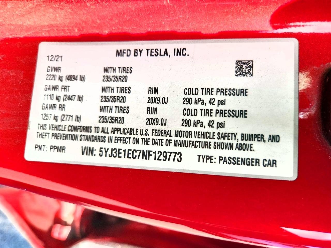2022 TESLA MODEL 3