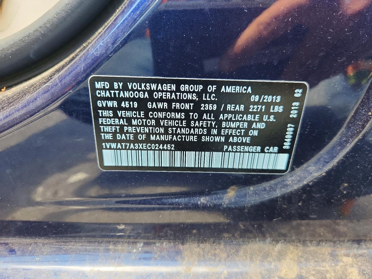 2014 VOLKSWAGEN PASSAT