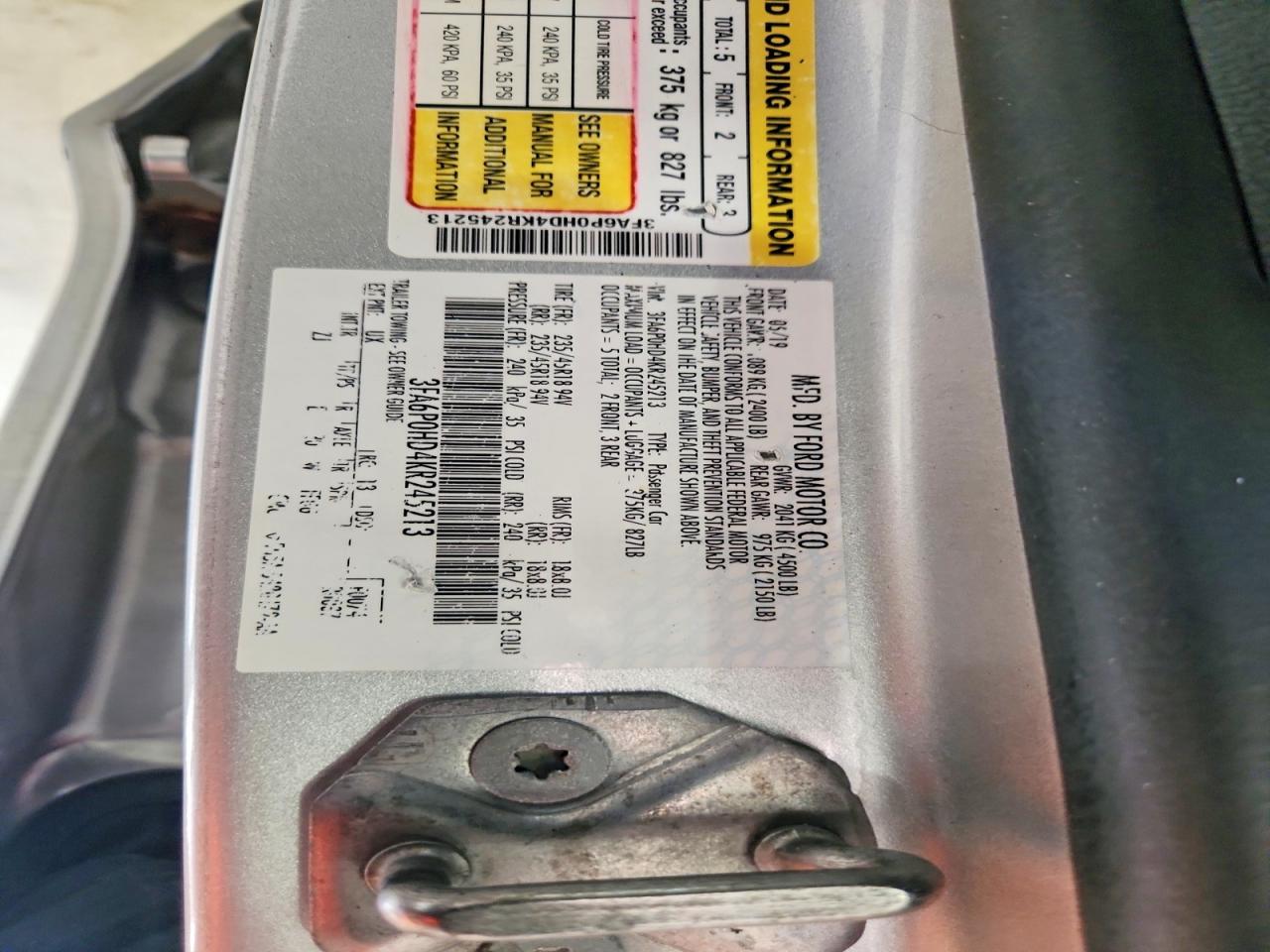 2019 FORD FUSION