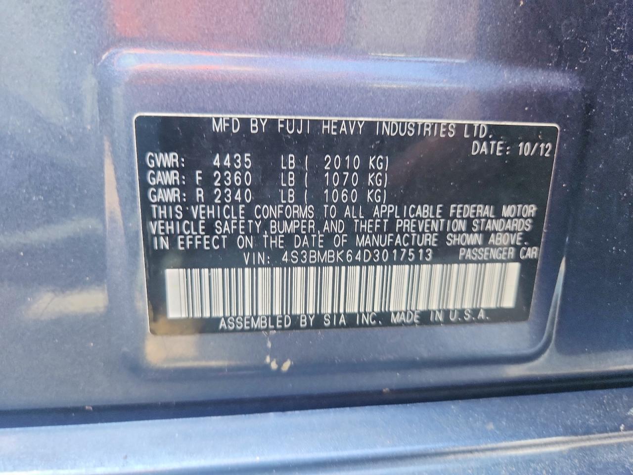 2013 SUBARU LEGACY