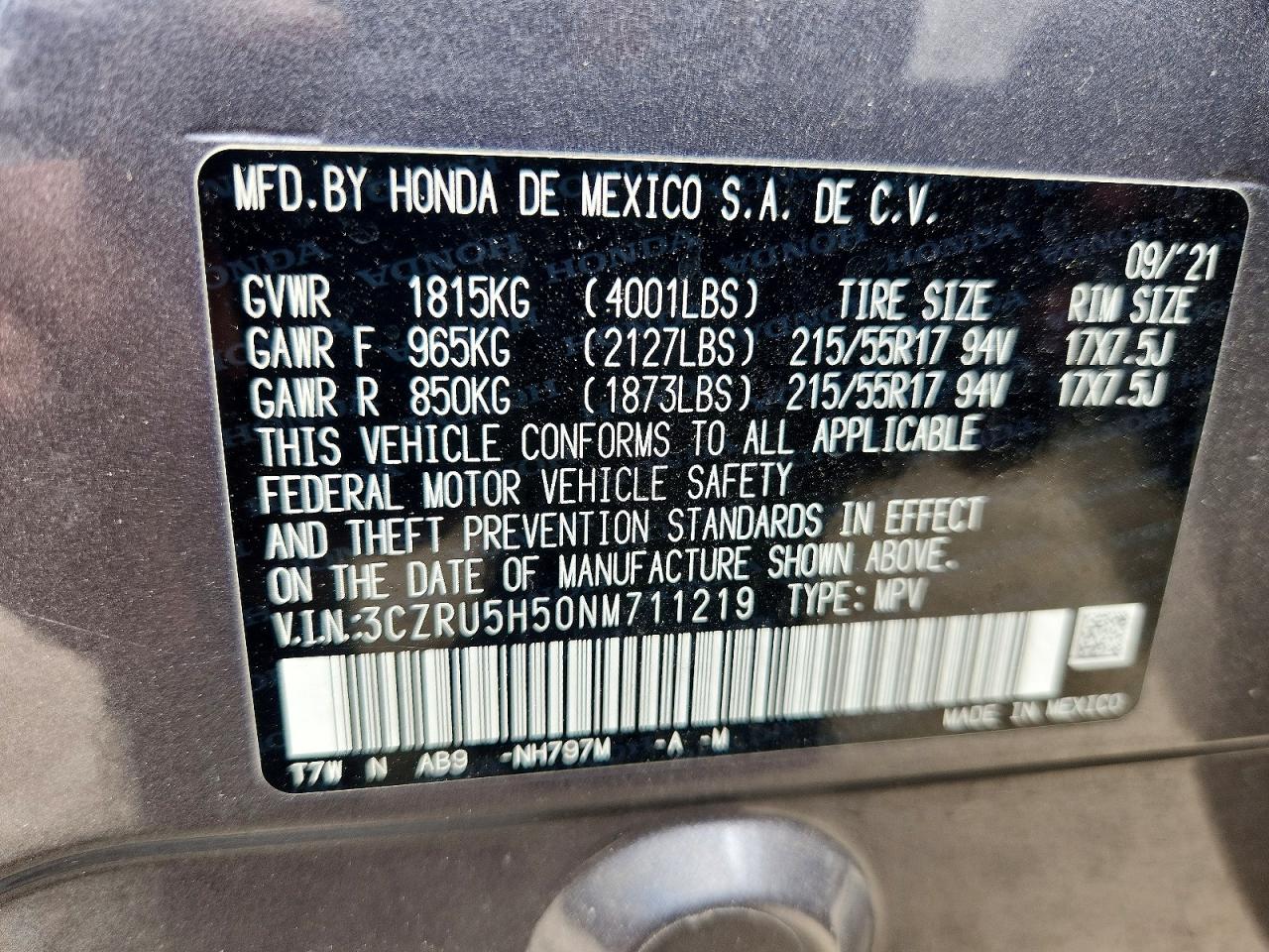 2022 HONDA HR-V