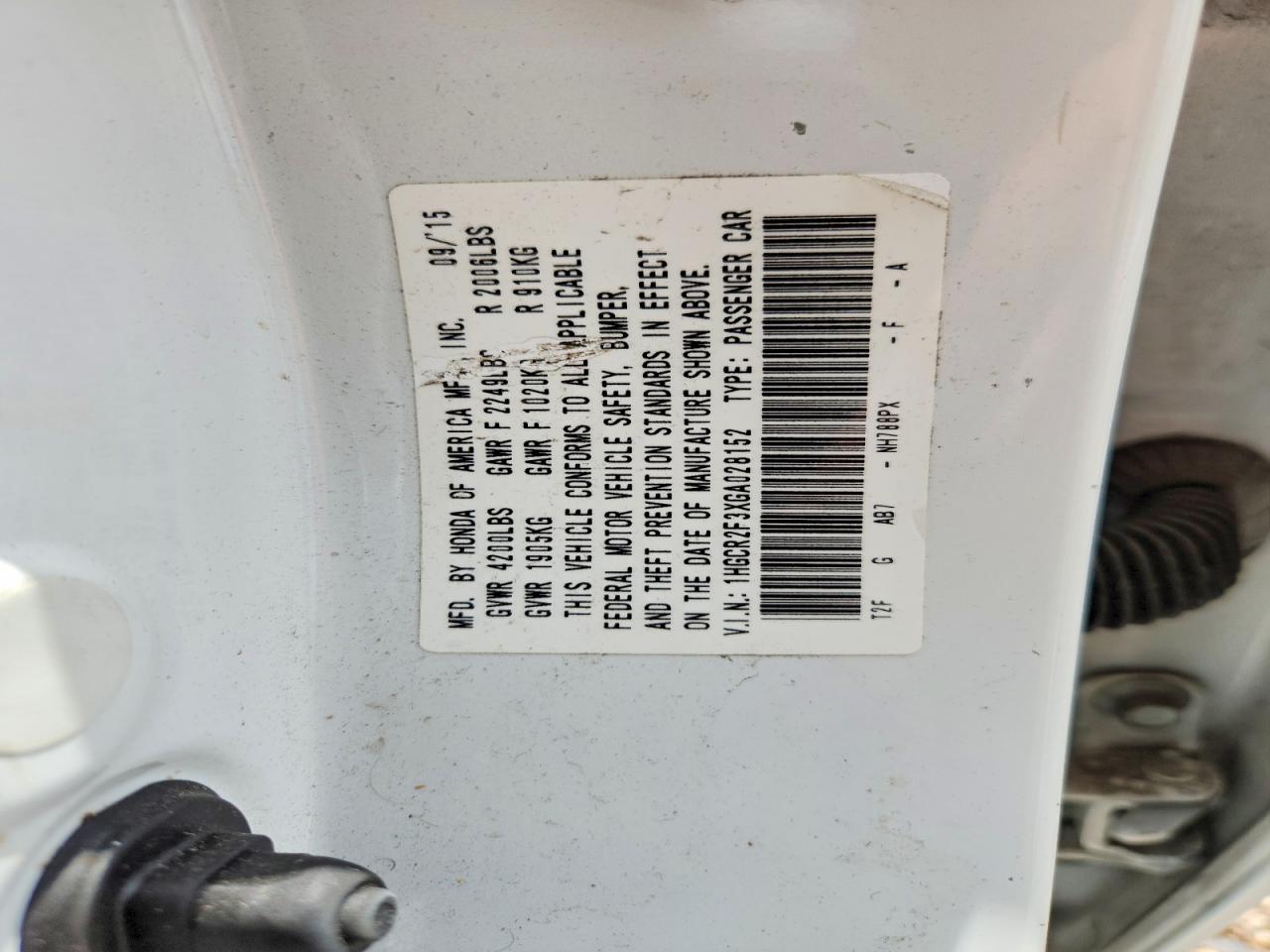 2016 HONDA ACCORD