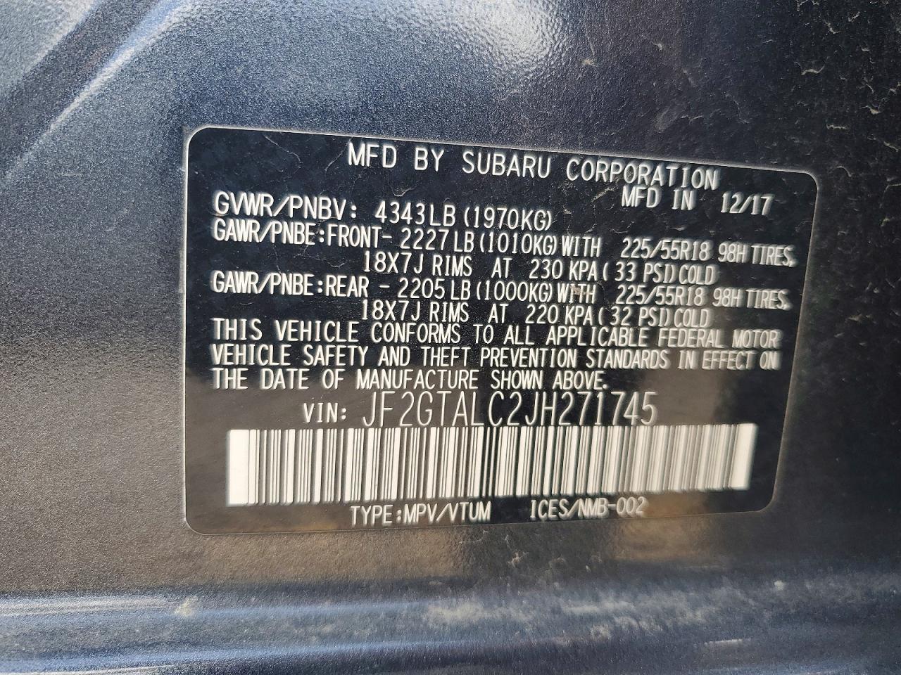 2018 SUBARU CROSSTREK
