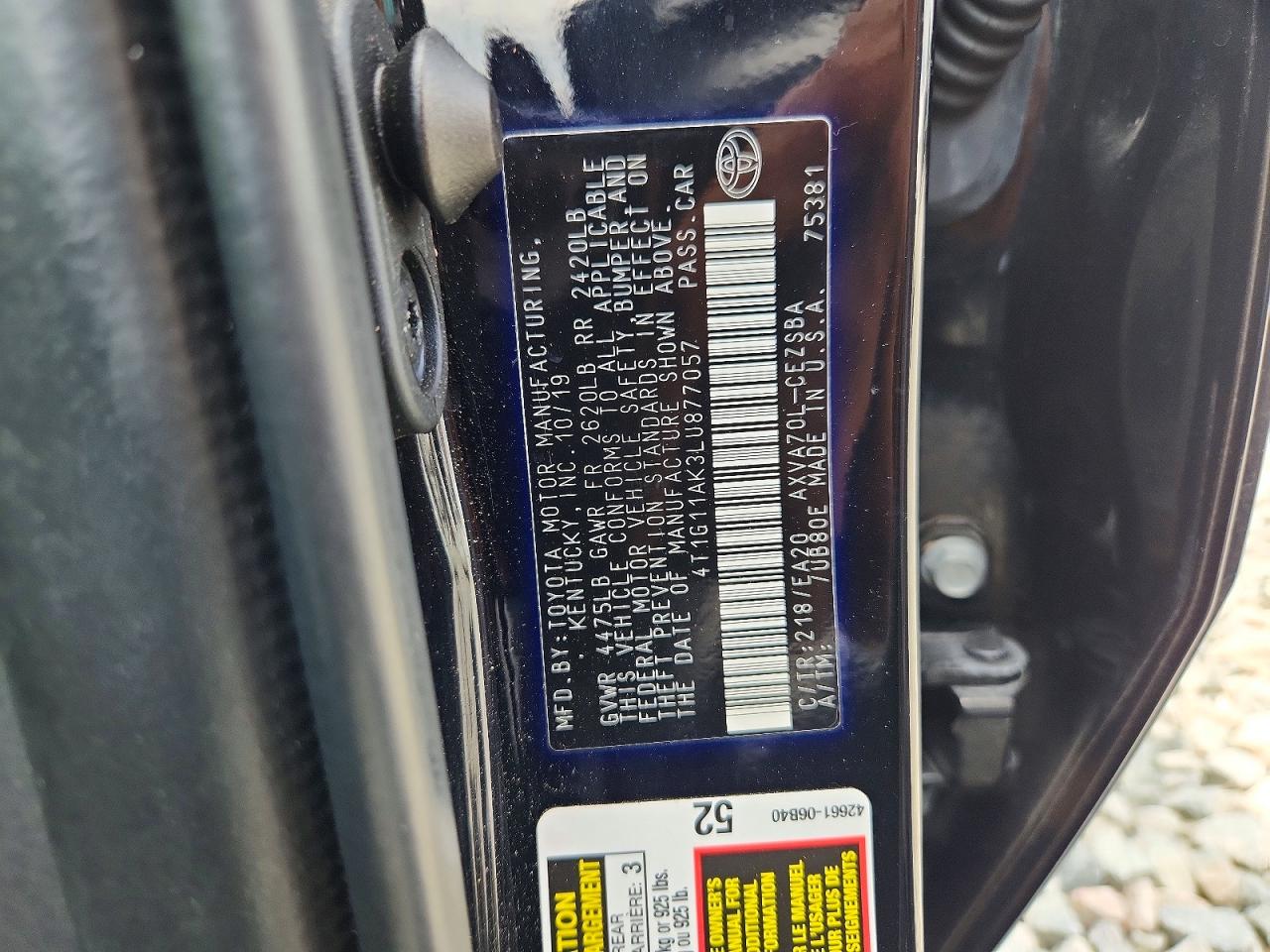 2020 TOYOTA CAMRY