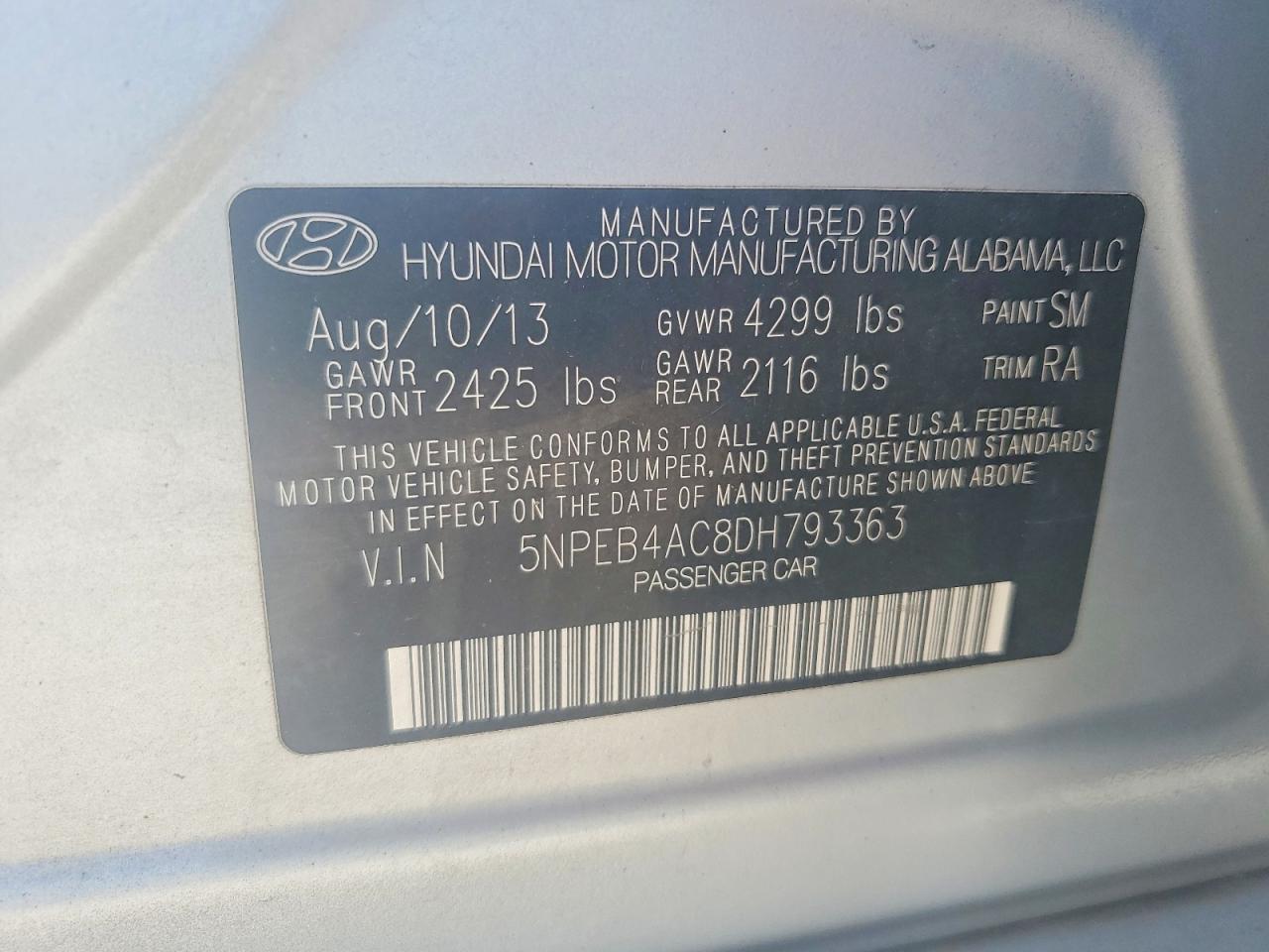 2013 HYUNDAI SONATA