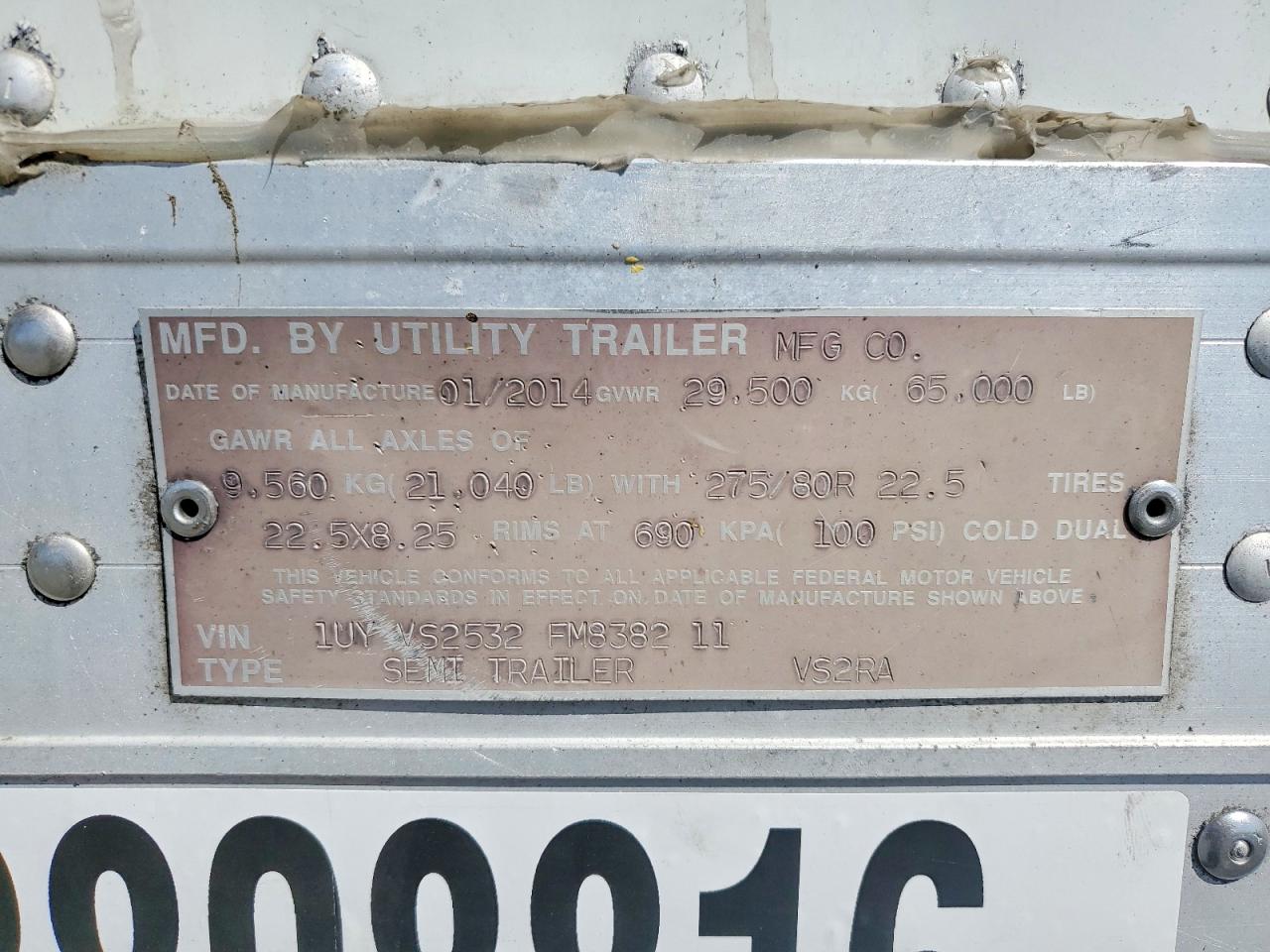 2015 UTILITY TRAILER MFG. TRAILER