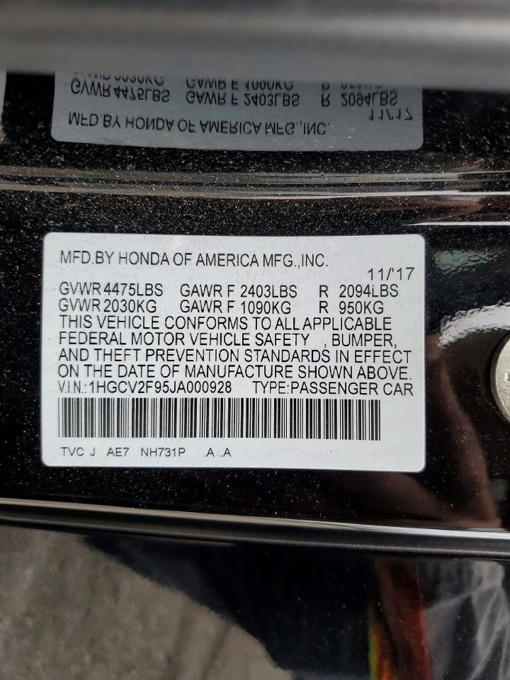 2018 HONDA ACCORD