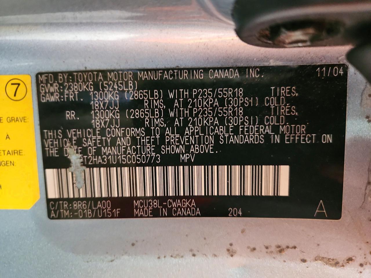 2005 LEXUS RX330