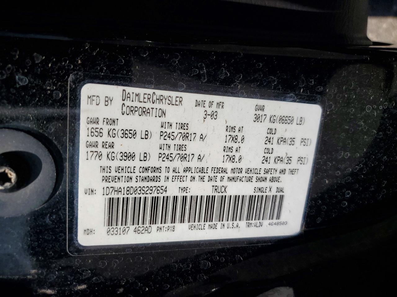 2003 DODGE RAM 1500