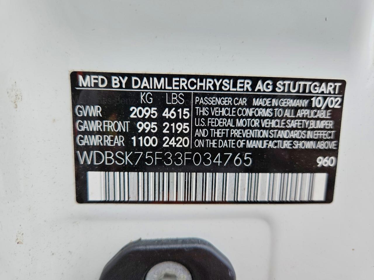 2003 MERCEDES-BENZ SL-CLASS