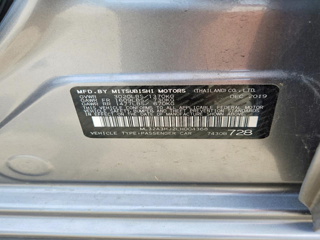 2020 MITSUBISHI MIRAGE