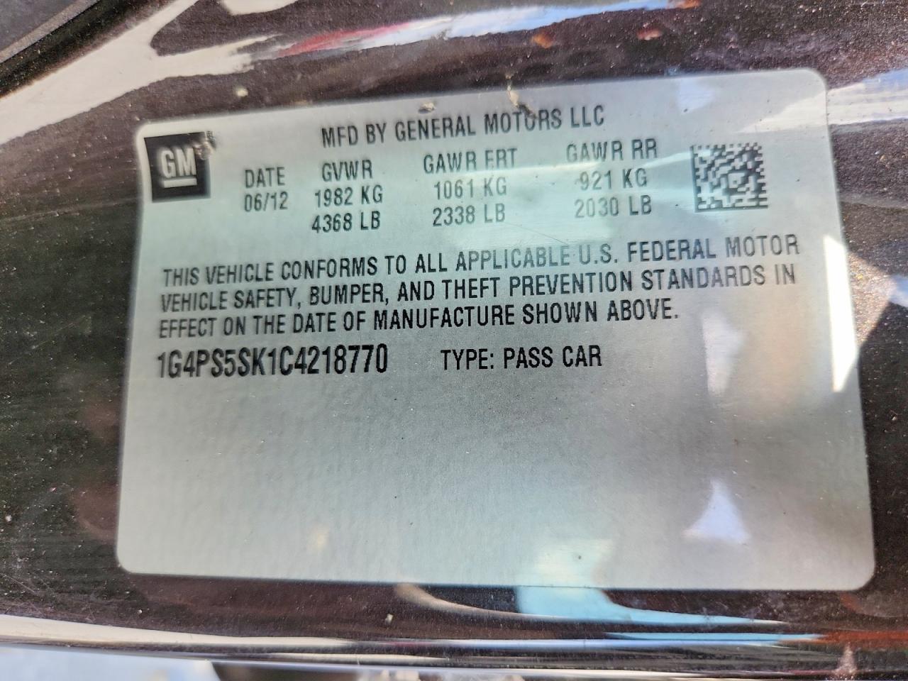 2012 BUICK VERANO