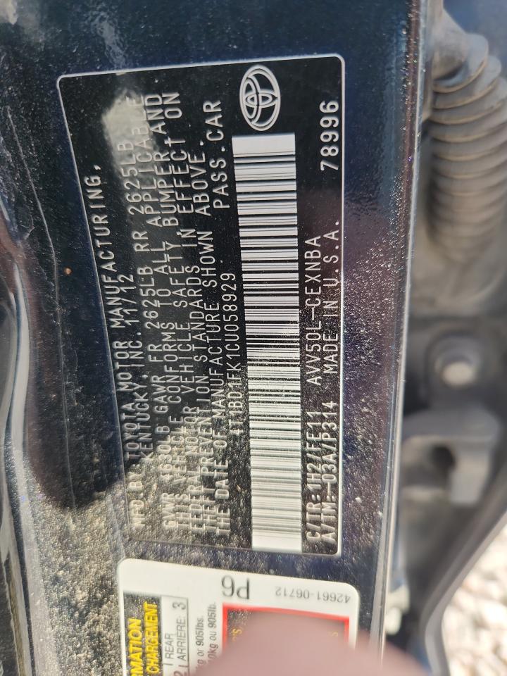 2012 TOYOTA CAMRY SOLA