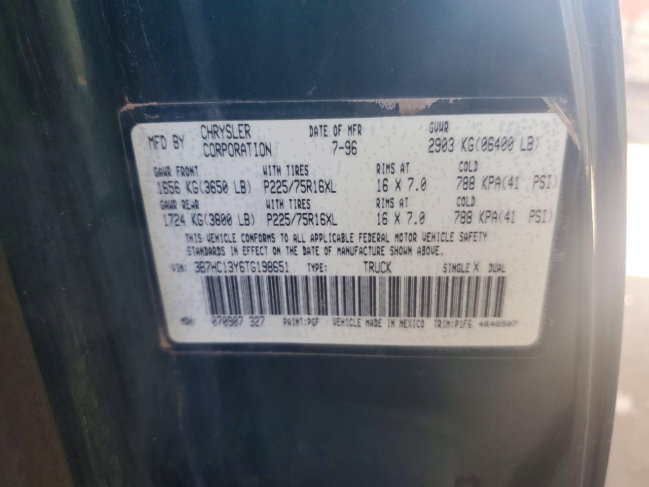 1996 DODGE RAM 1500