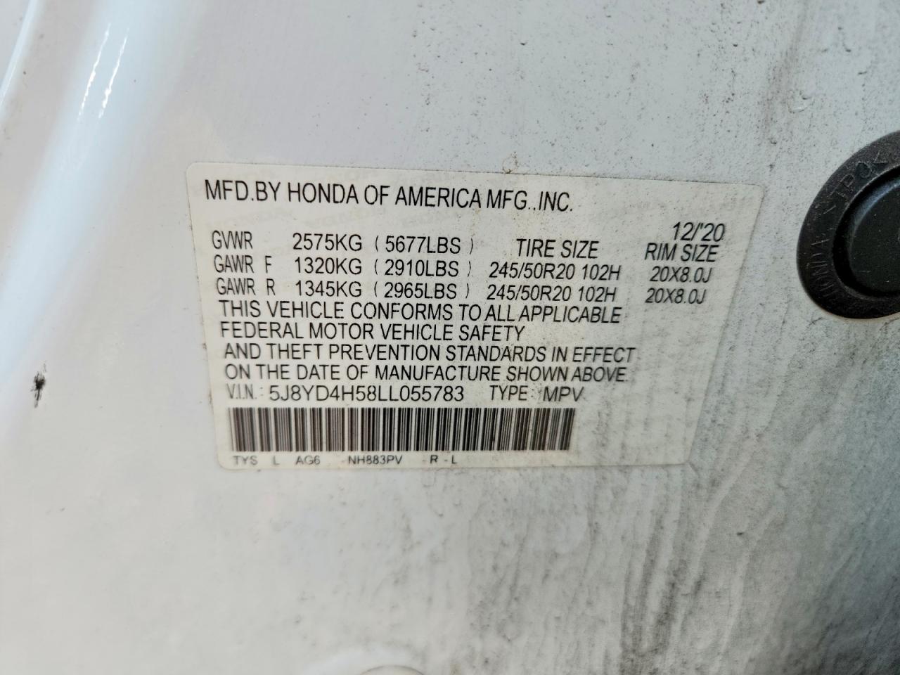 2020 ACURA MDX