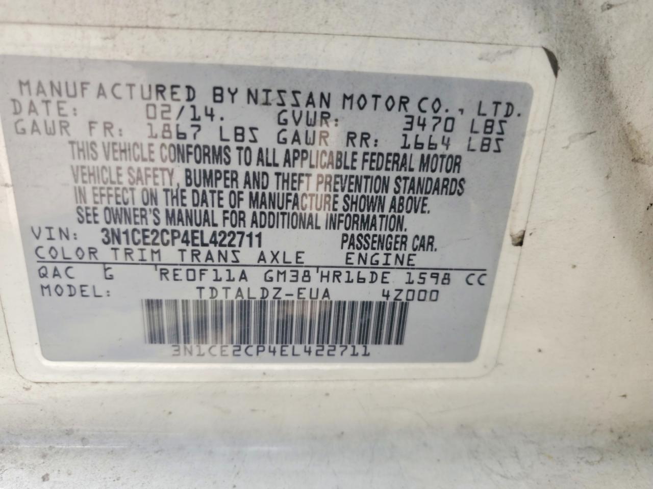 2014 NISSAN VERSA