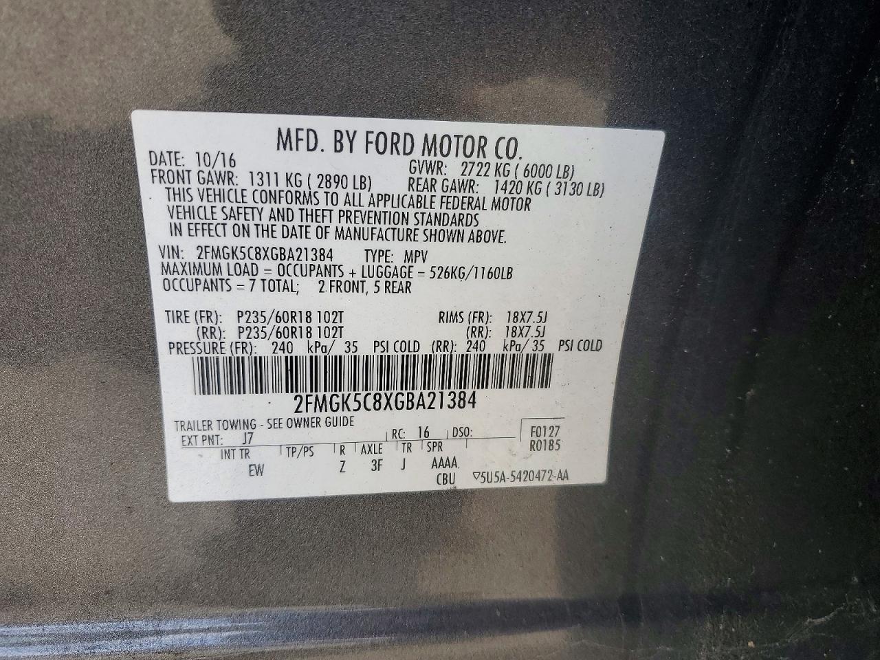 2016 FORD FLEX