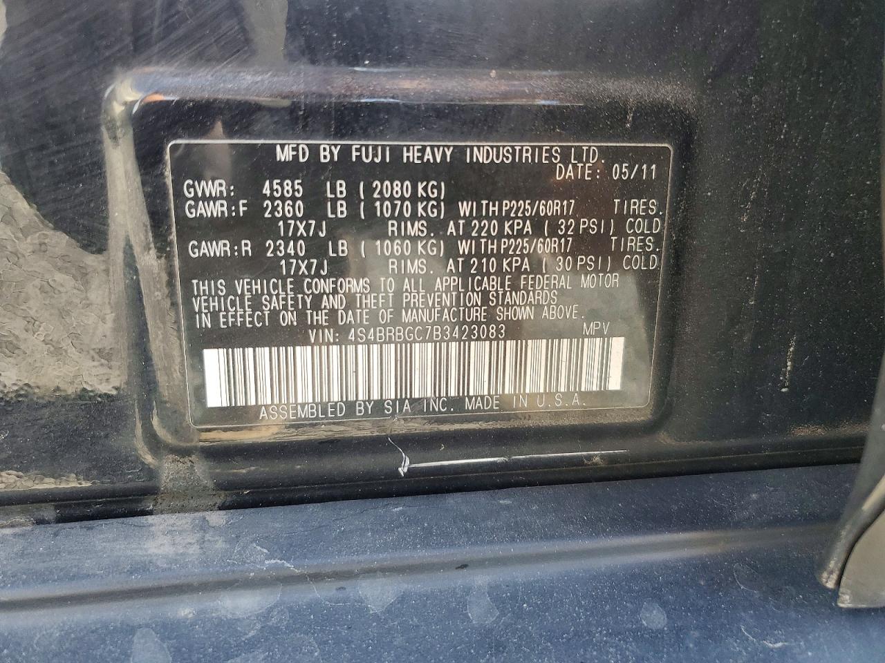 2011 SUBARU OUTBACK
