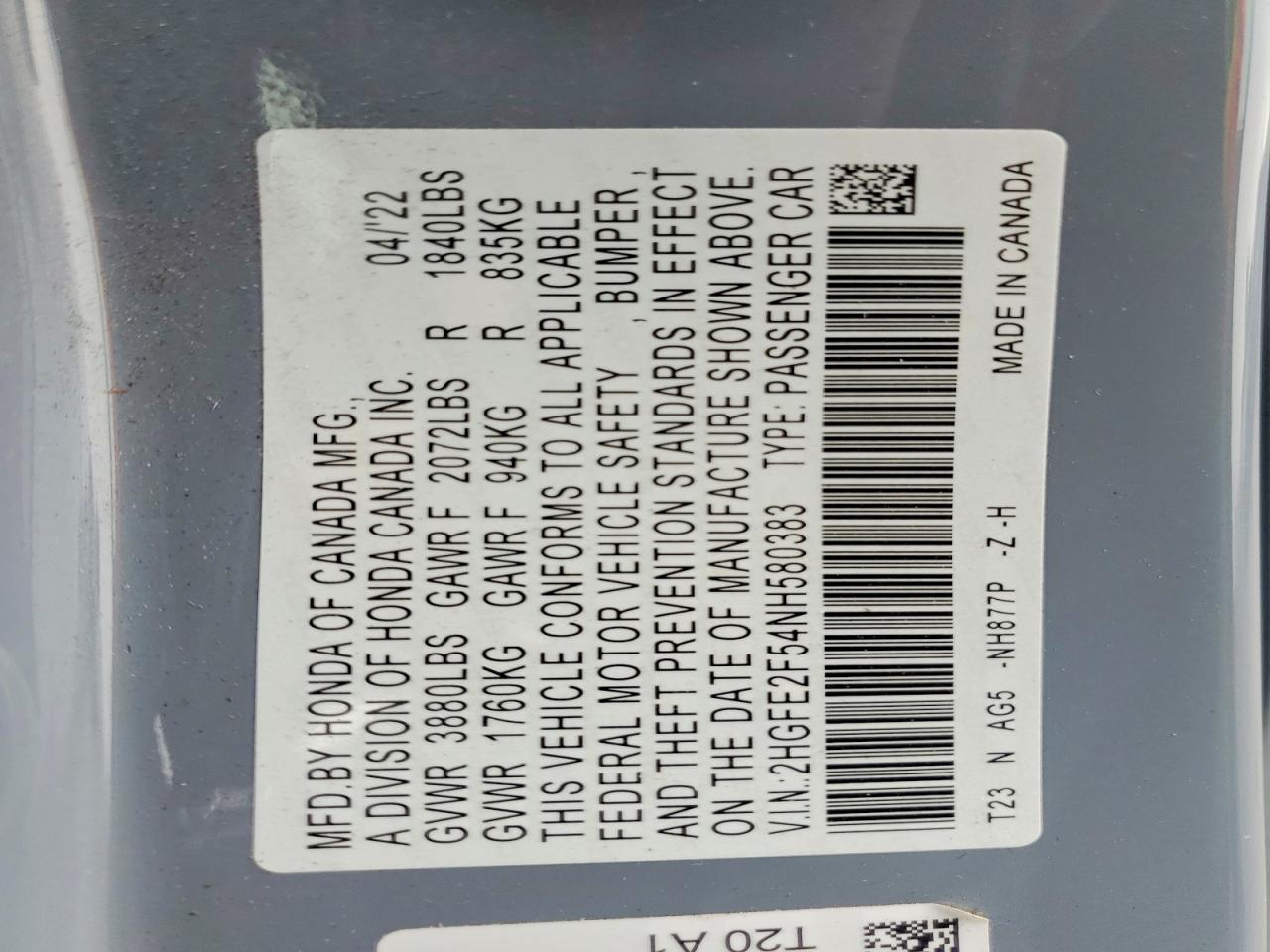 2022 HONDA CIVIC