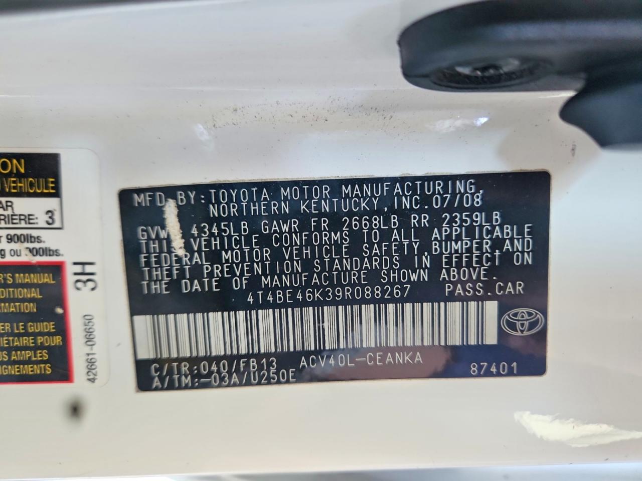 2009 TOYOTA CAMRY