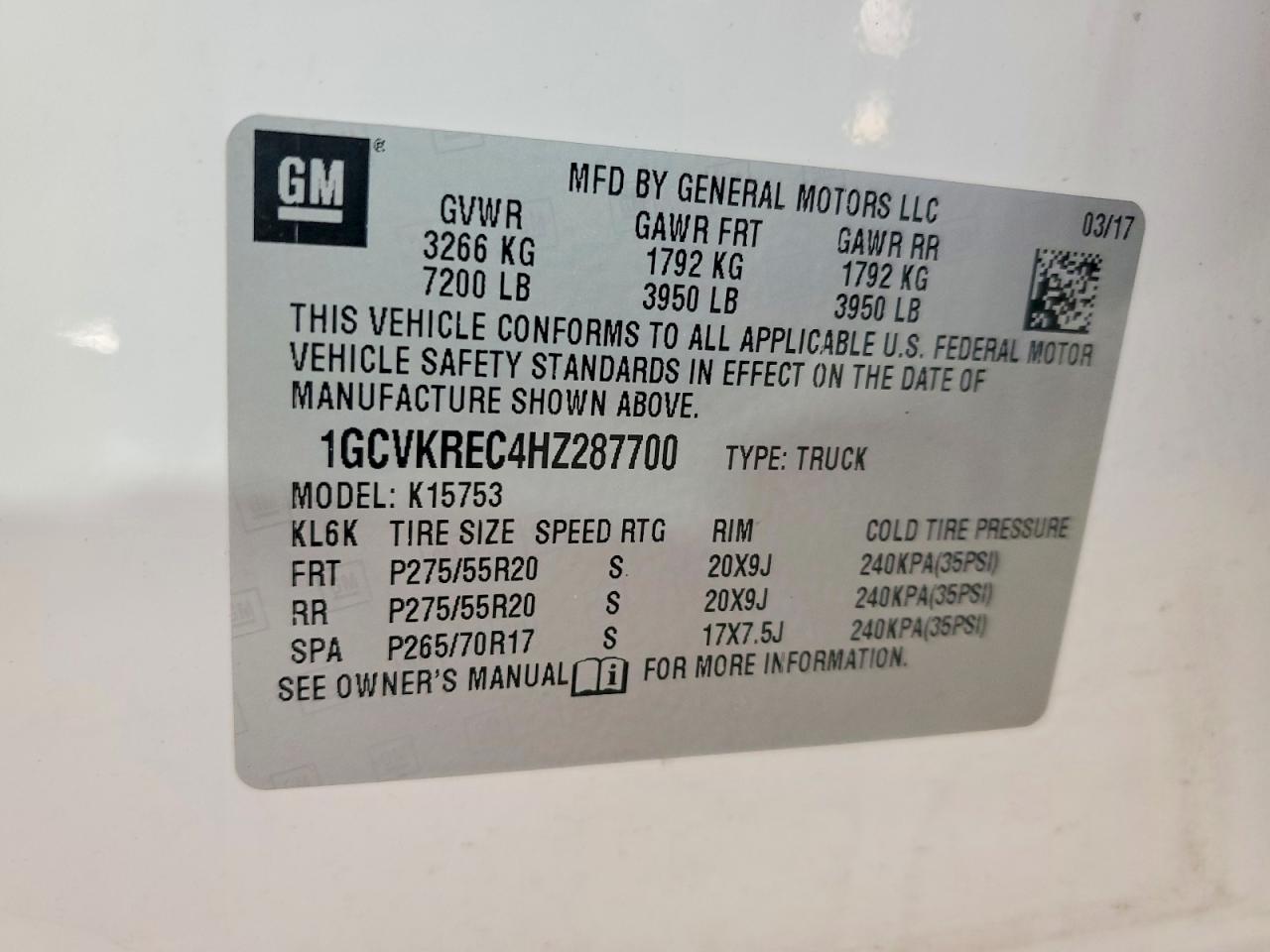2017 CHEVROLET SILVERADO