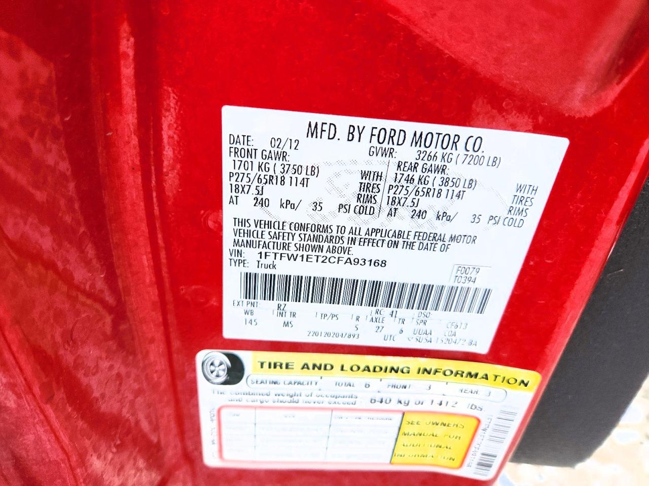 2012 FORD F150
