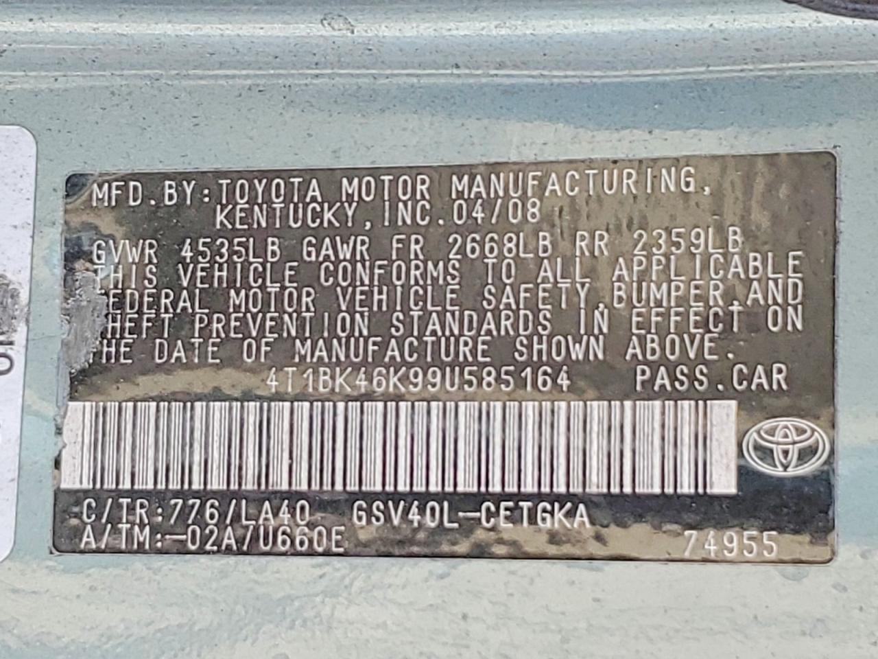 2009 TOYOTA CAMRY