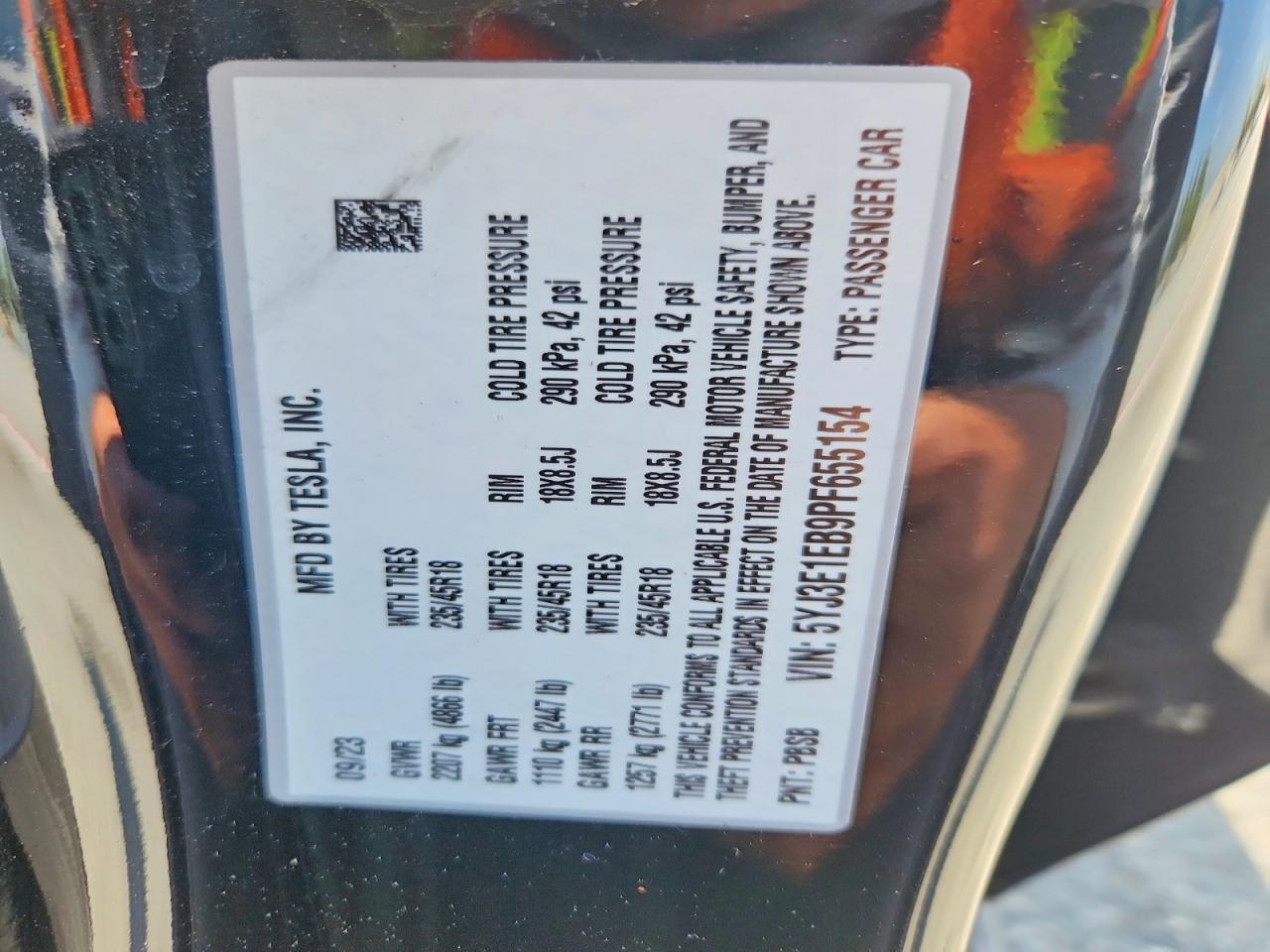 2023 TESLA MODEL 3