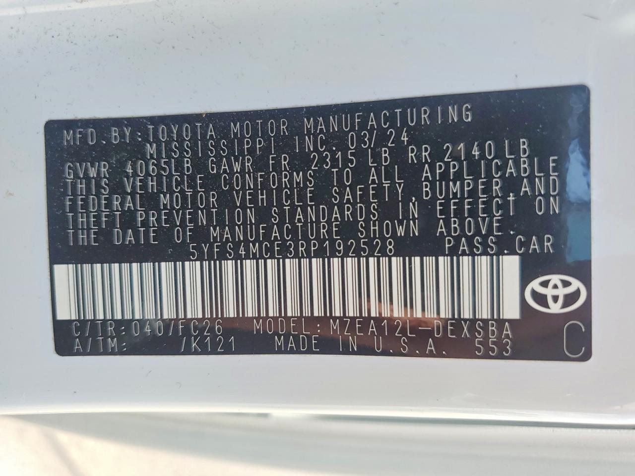 2024 TOYOTA COROLLA