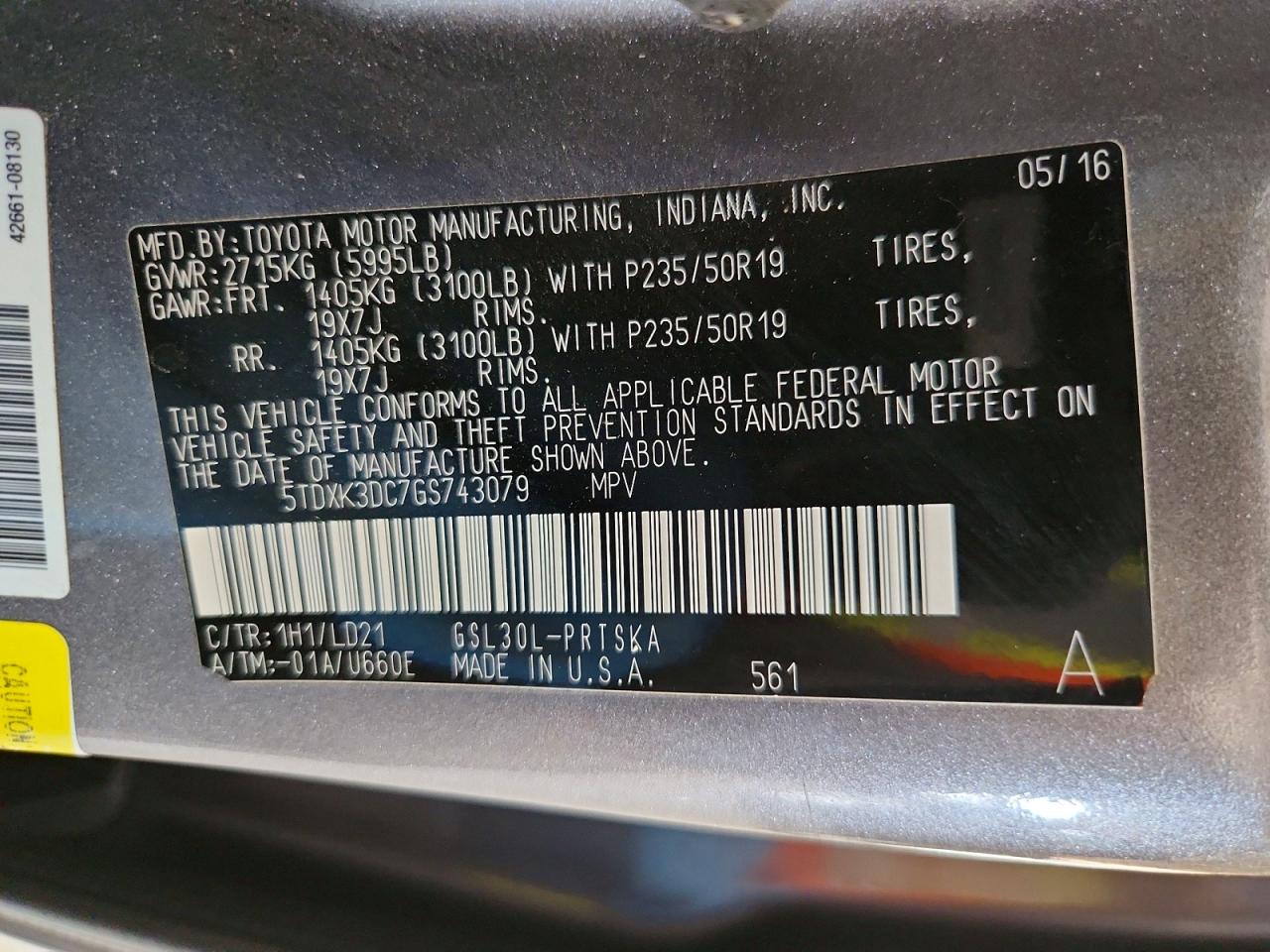 2016 TOYOTA SIENNA