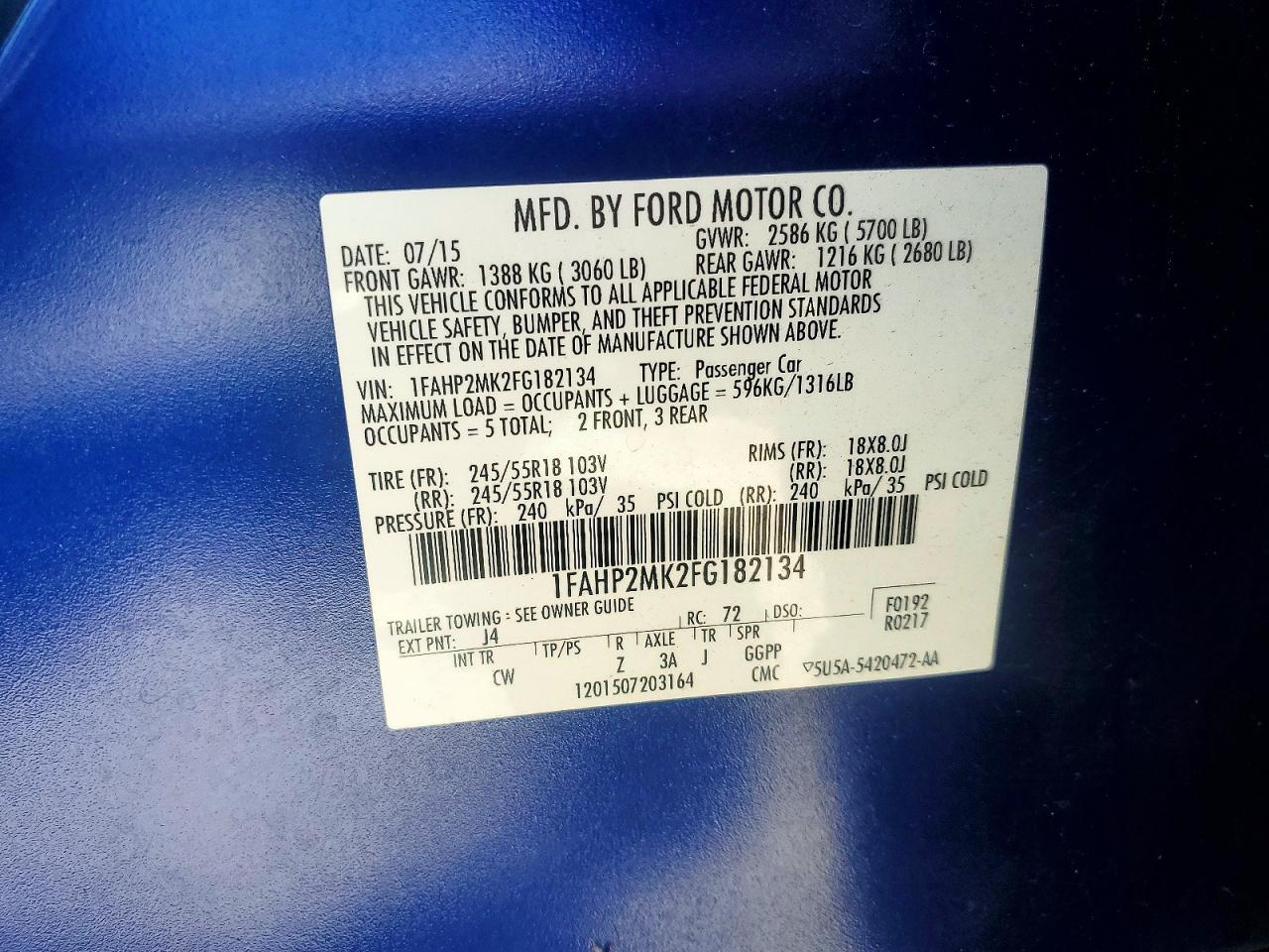 2015 FORD TAURUS