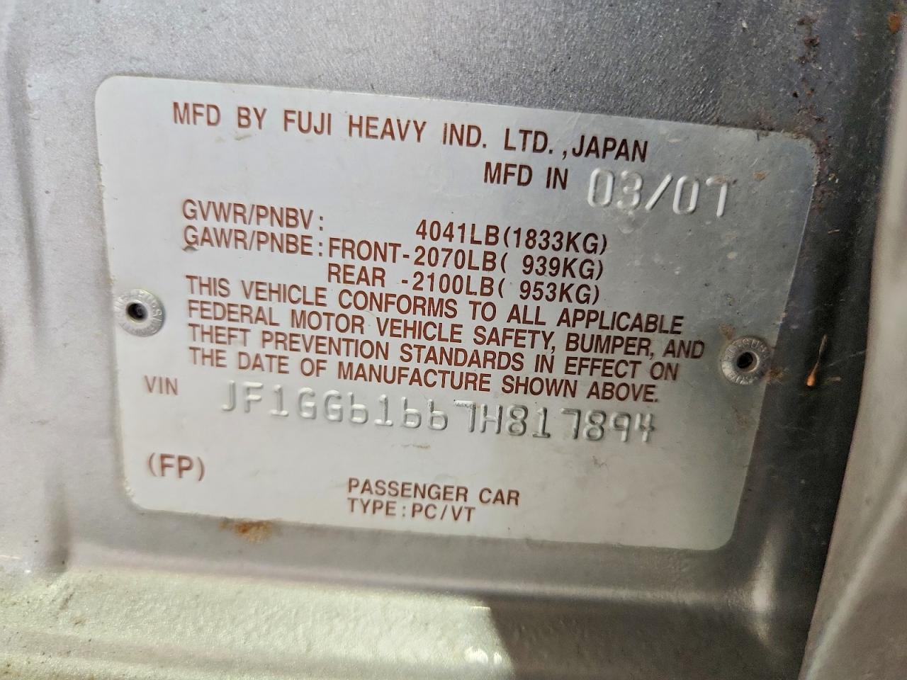 2007 SUBARU IMPREZA