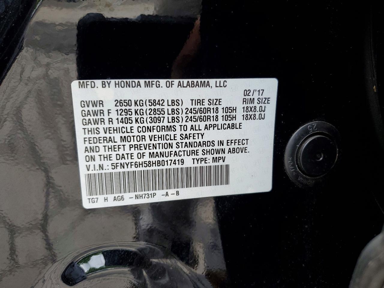 2017 HONDA PILOT