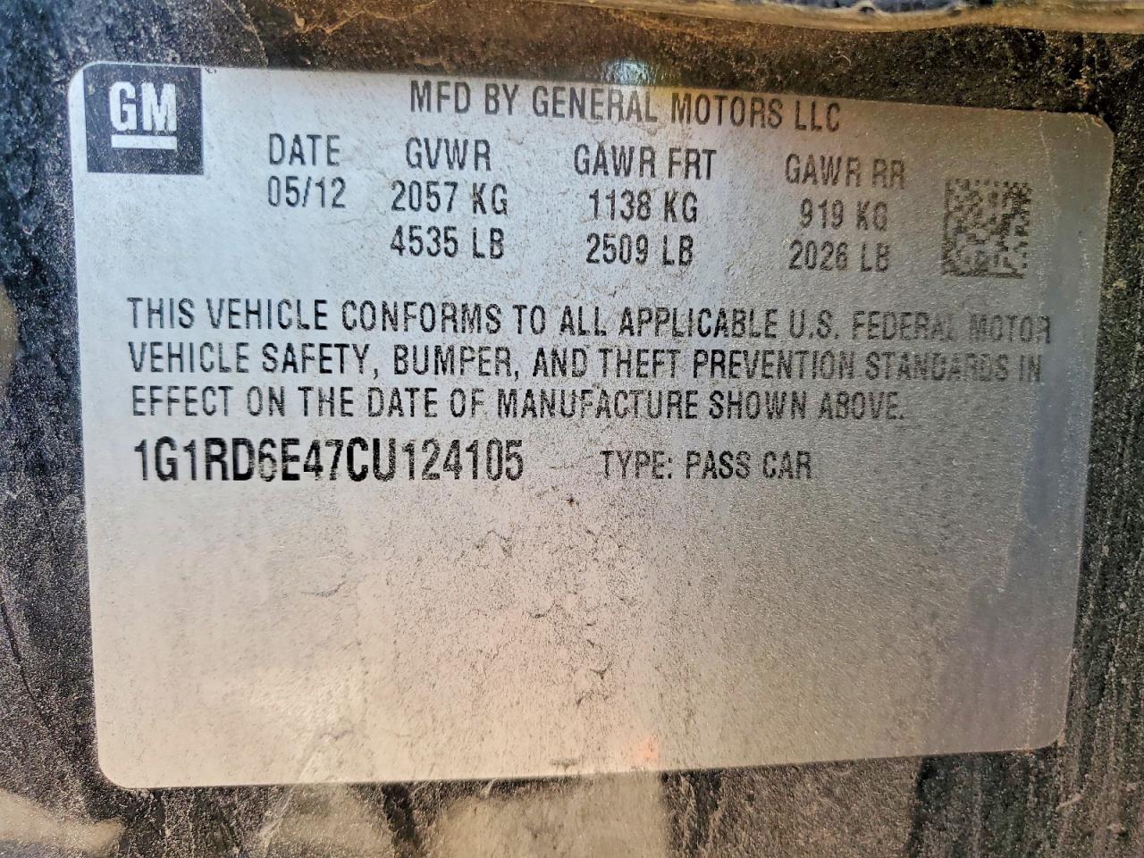 2012 CHEVROLET VOLT
