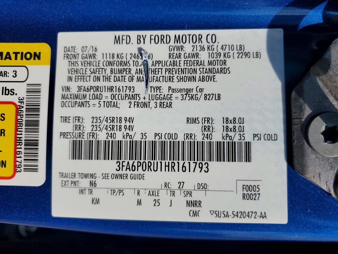2017 FORD FUSION