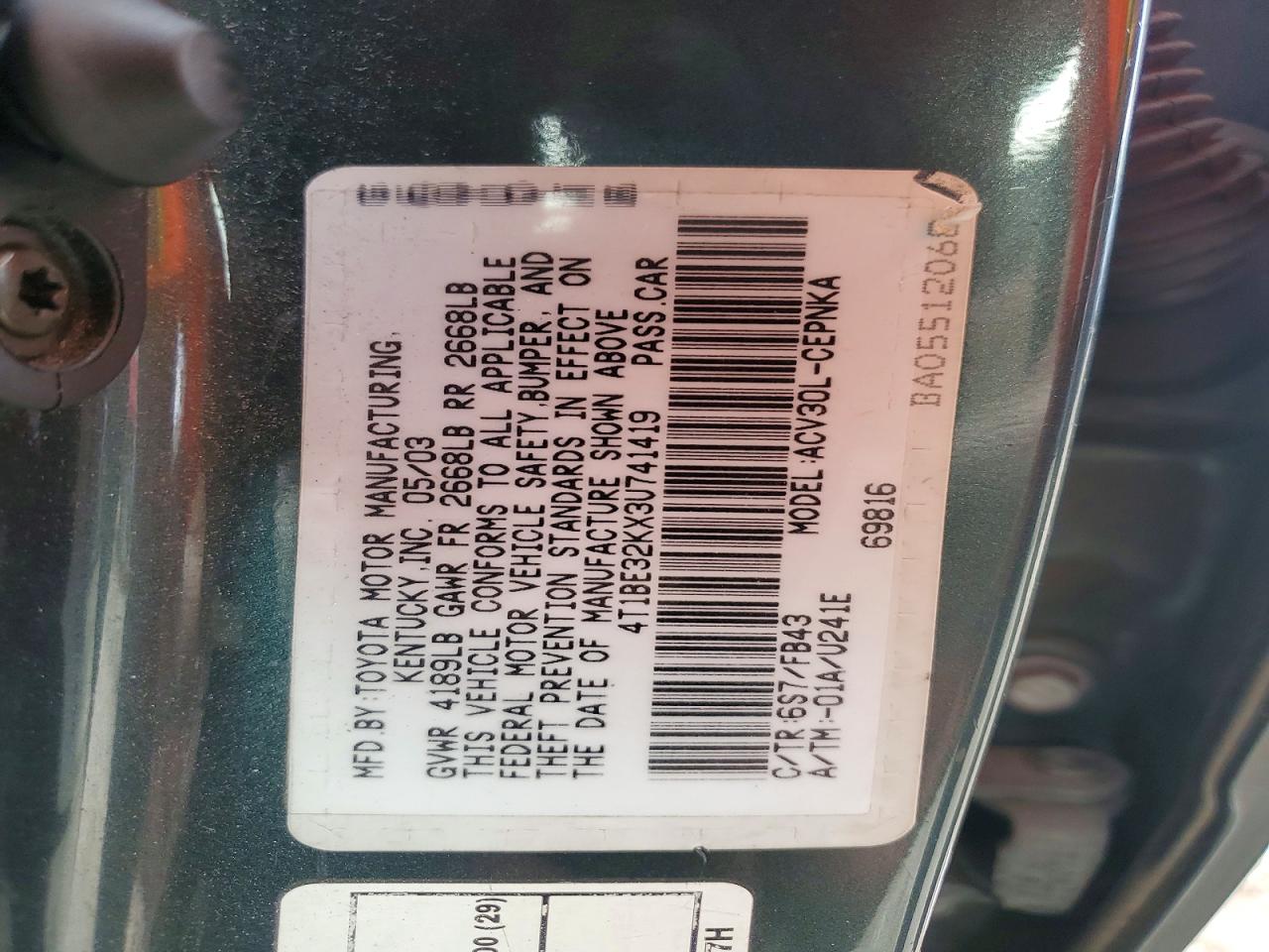 2003 TOYOTA CAMRY