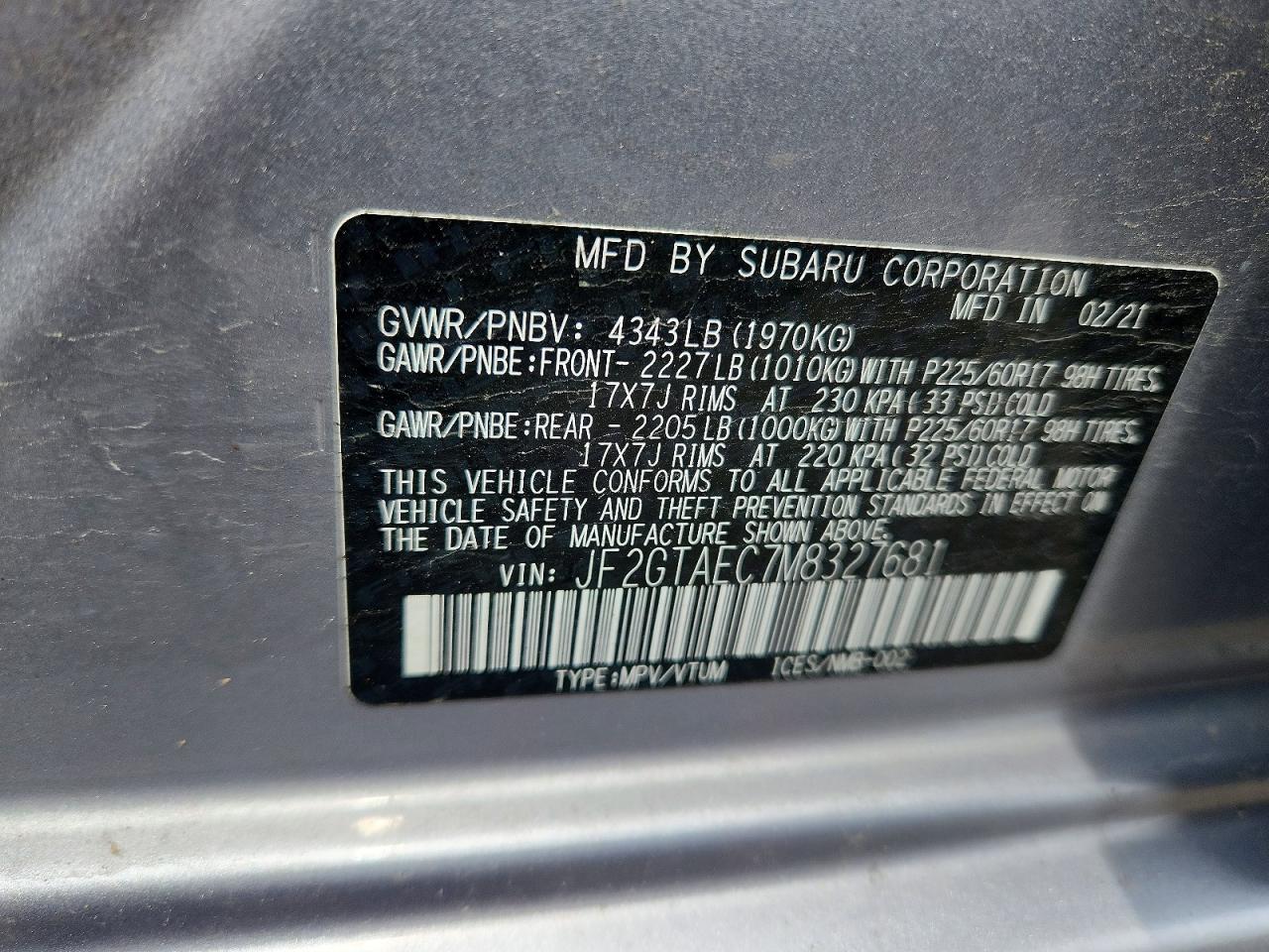 2021 SUBARU CROSSTREK