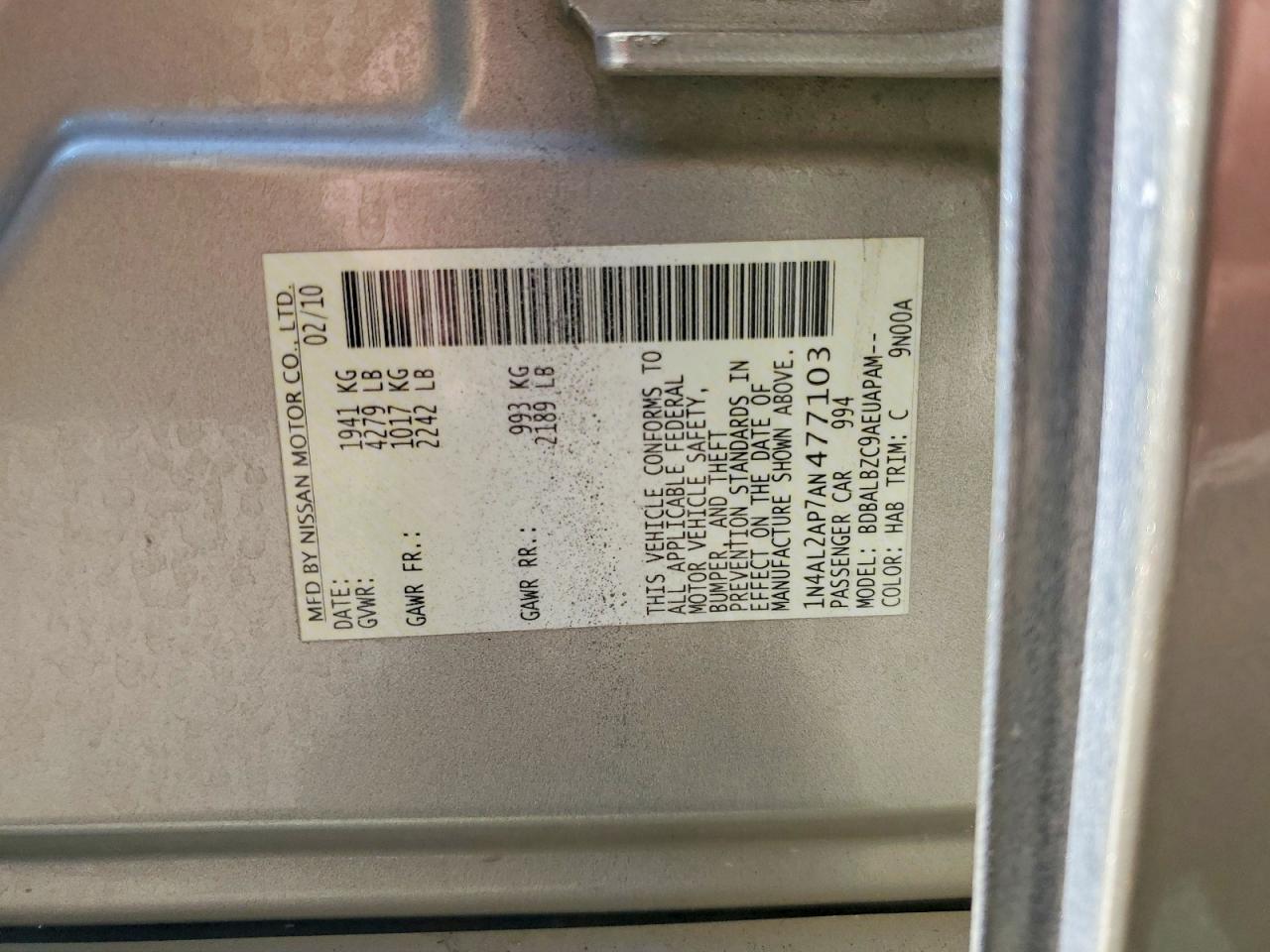 2010 NISSAN ALTIMA