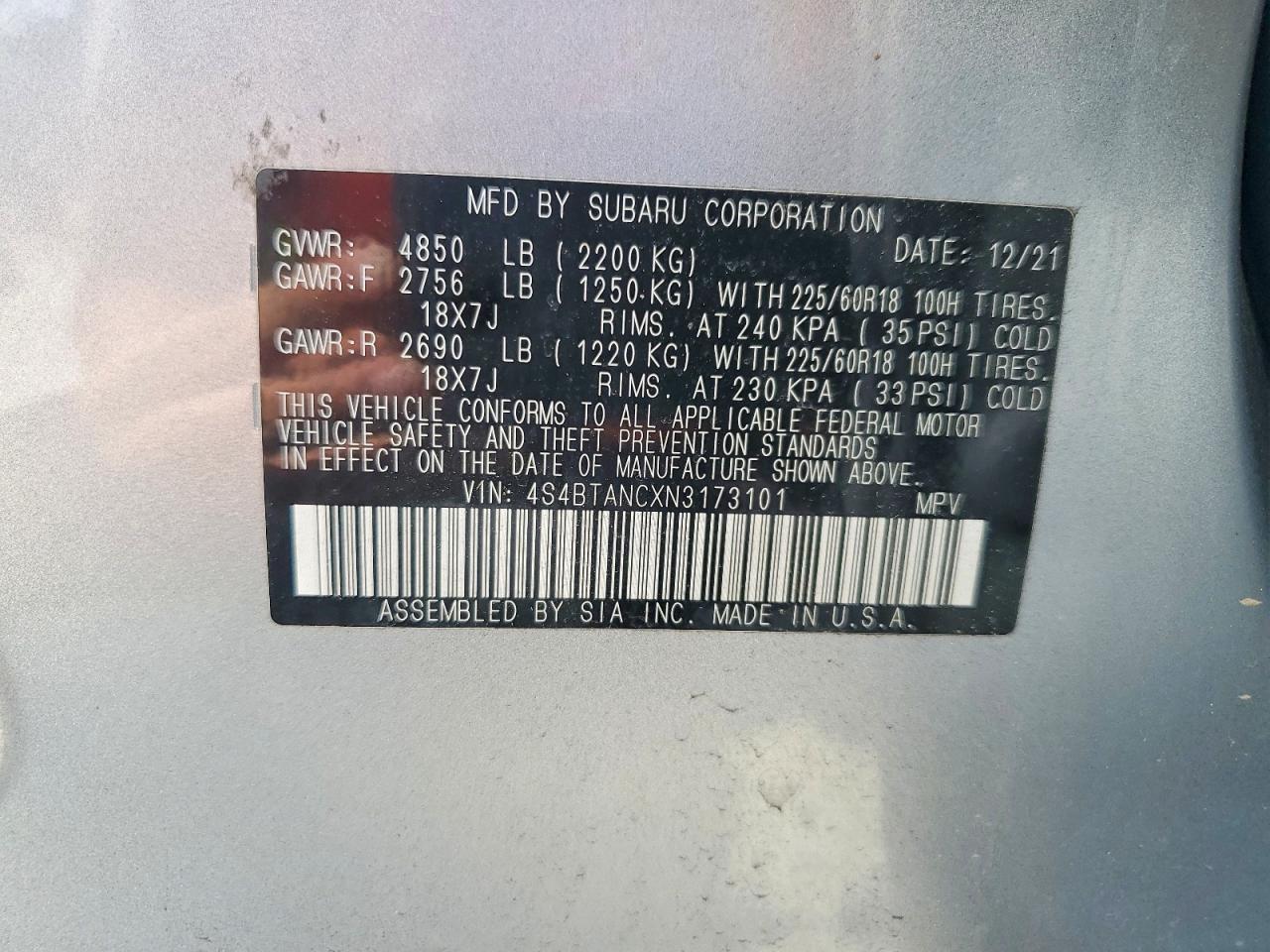 2022 SUBARU OUTBACK