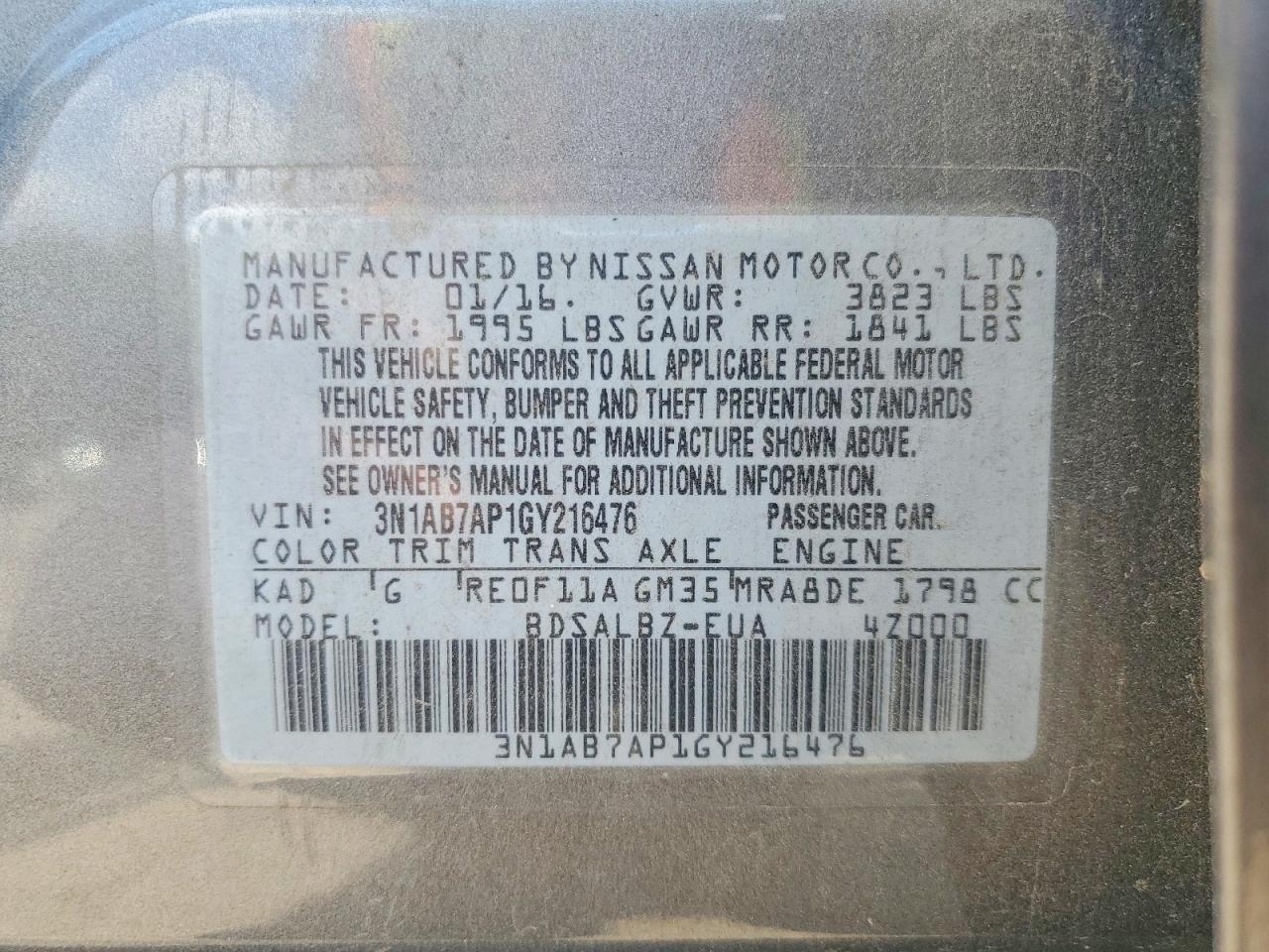 2016 NISSAN SENTRA